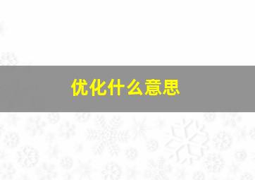 优化什么意思