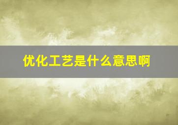 优化工艺是什么意思啊