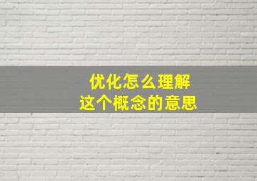 优化怎么理解这个概念的意思