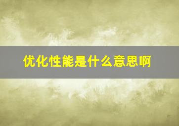 优化性能是什么意思啊