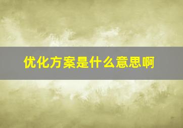 优化方案是什么意思啊