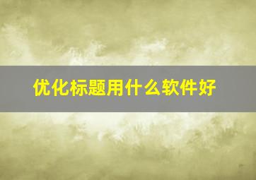 优化标题用什么软件好