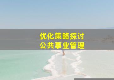 优化策略探讨公共事业管理