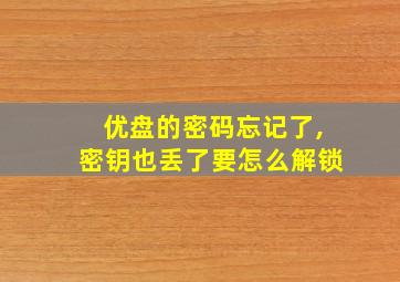 优盘的密码忘记了,密钥也丢了要怎么解锁