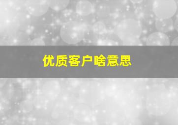 优质客户啥意思