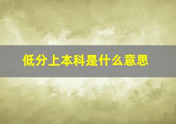 低分上本科是什么意思