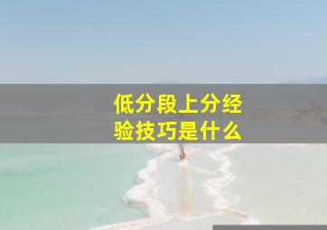 低分段上分经验技巧是什么