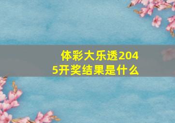 体彩大乐透2045开奖结果是什么