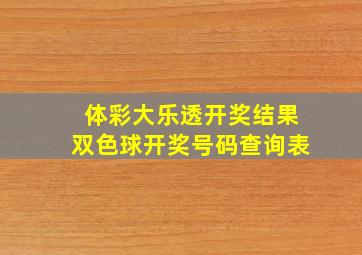 体彩大乐透开奖结果双色球开奖号码查询表