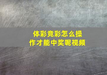 体彩竞彩怎么操作才能中奖呢视频