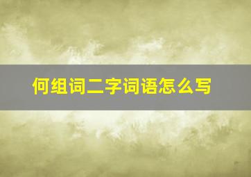 何组词二字词语怎么写