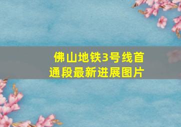 佛山地铁3号线首通段最新进展图片