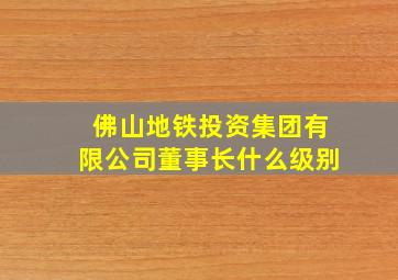 佛山地铁投资集团有限公司董事长什么级别