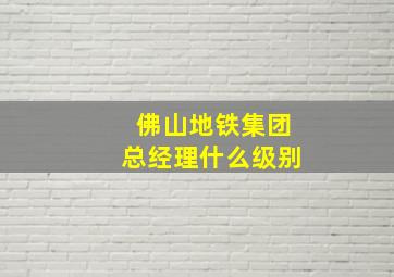 佛山地铁集团总经理什么级别