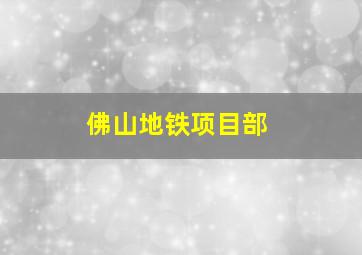 佛山地铁项目部