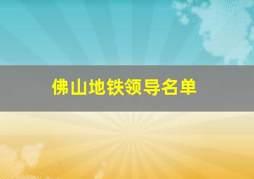 佛山地铁领导名单