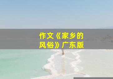 作文《家乡的风俗》广东版