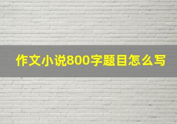 作文小说800字题目怎么写