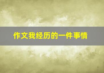 作文我经历的一件事情