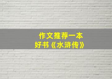 作文推荐一本好书《水浒传》