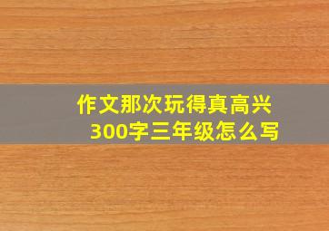 作文那次玩得真高兴300字三年级怎么写