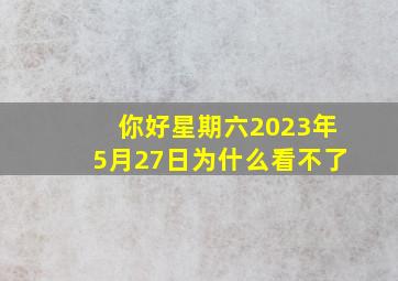 你好星期六2023年5月27日为什么看不了