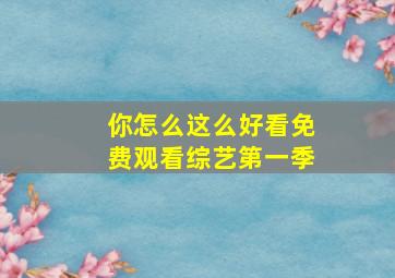 你怎么这么好看免费观看综艺第一季