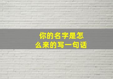 你的名字是怎么来的写一句话