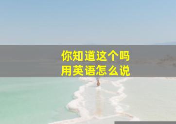 你知道这个吗用英语怎么说