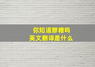 你知道醪糟吗英文翻译是什么