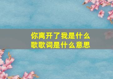 你离开了我是什么歌歌词是什么意思