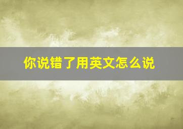 你说错了用英文怎么说