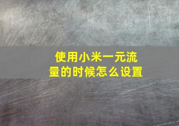 使用小米一元流量的时候怎么设置