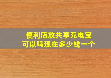 便利店放共享充电宝可以吗现在多少钱一个