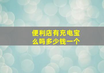 便利店有充电宝么吗多少钱一个