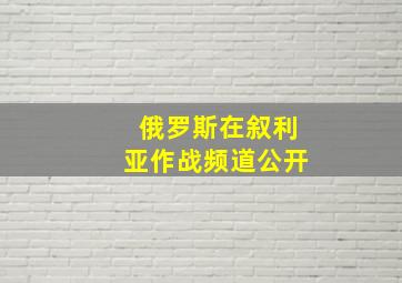 俄罗斯在叙利亚作战频道公开