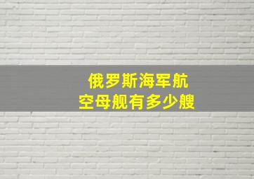 俄罗斯海军航空母舰有多少艘