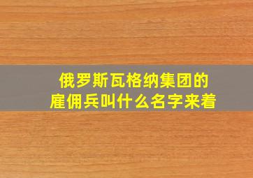 俄罗斯瓦格纳集团的雇佣兵叫什么名字来着