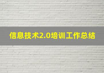 信息技术2.0培训工作总结