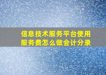 信息技术服务平台使用服务费怎么做会计分录