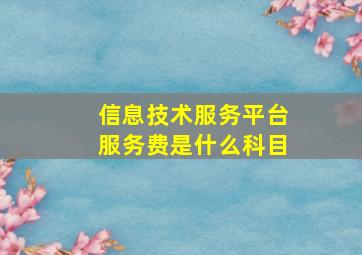 信息技术服务平台服务费是什么科目