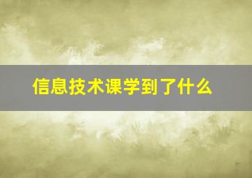 信息技术课学到了什么