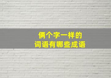 俩个字一样的词语有哪些成语