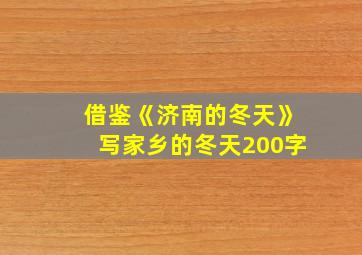 借鉴《济南的冬天》写家乡的冬天200字