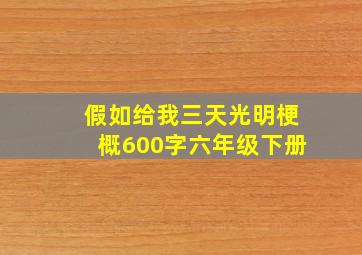 假如给我三天光明梗概600字六年级下册