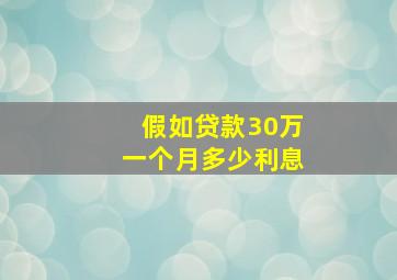 假如贷款30万一个月多少利息