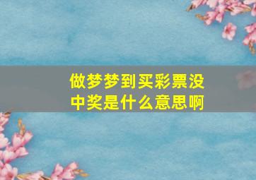 做梦梦到买彩票没中奖是什么意思啊