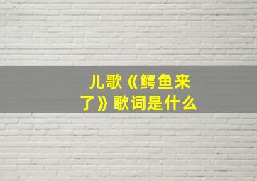 儿歌《鳄鱼来了》歌词是什么