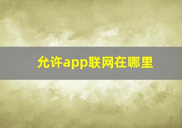 允许app联网在哪里