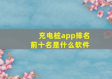 充电桩app排名前十名是什么软件